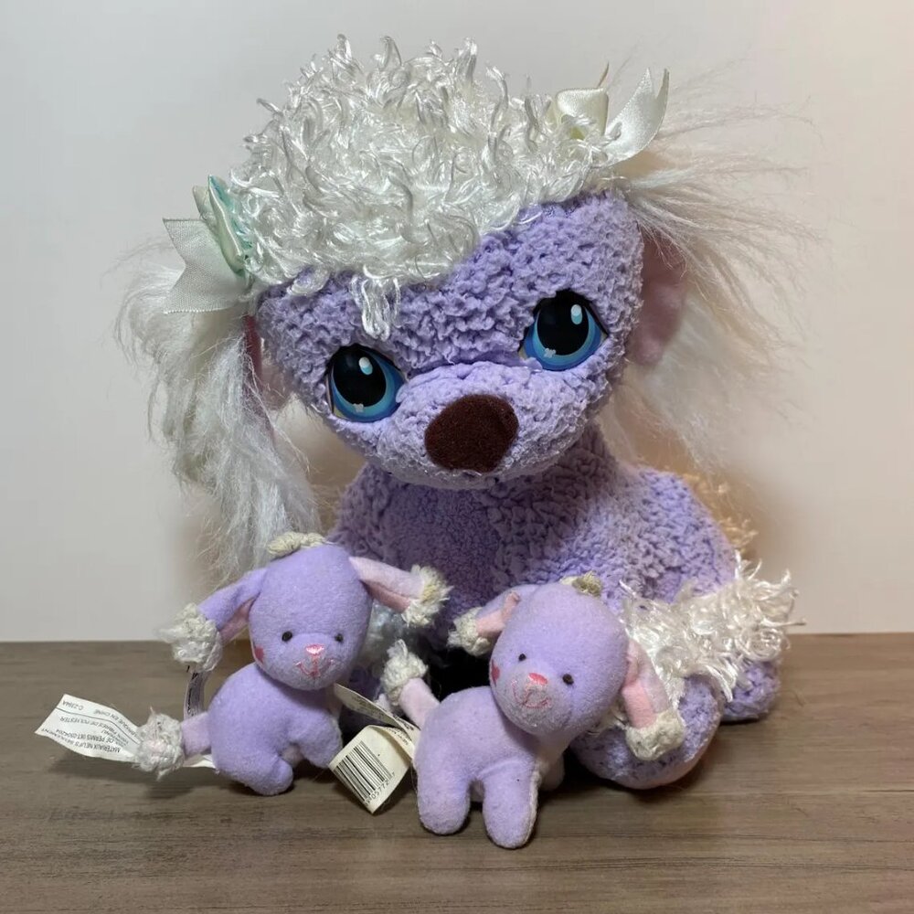 Puppy Surprise Plush Dog 2005 Hasbro Purple with Two Babies